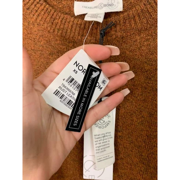 TREASURE & BOND Crew Neck Pullover in Rust Leather Size XS NEW - Picture 4 of 6